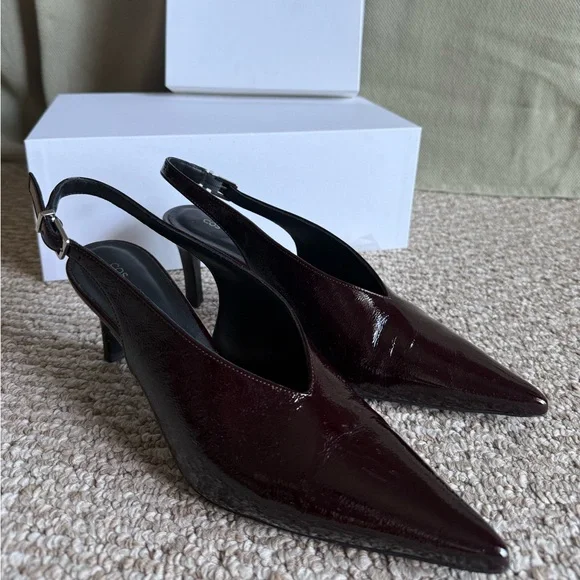 COS Patent Leather Burgundy Heeled Shoes - Picture 5 of 8